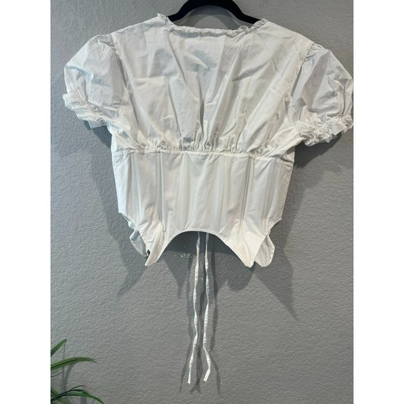 DANIELLE GUIZIO Women's Full Sleeve Corset in Wind Cream, Size L - Picture 4 of 7